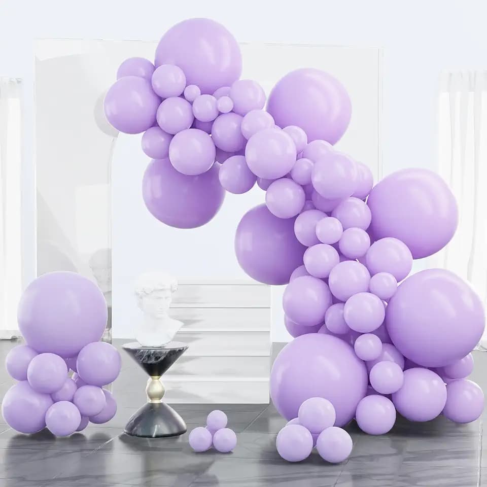 PartyWoo Lavender Balloons 100pcs Light Pastel Purple Lilac Different Sizes