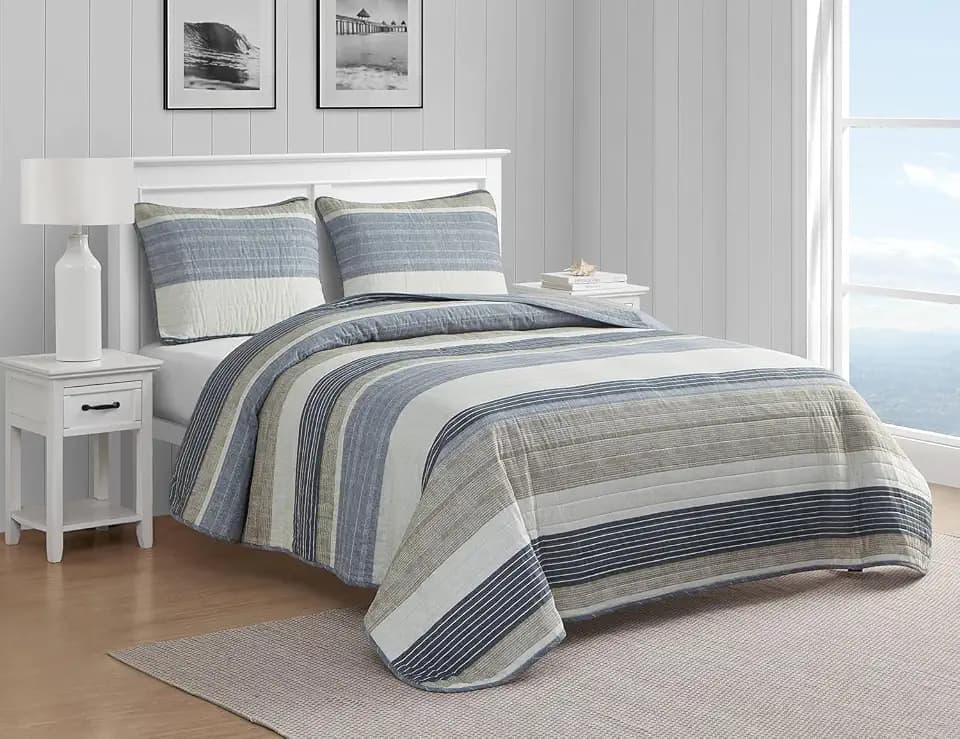 Nautica - King Quilt Set with Shams, Lightweight Bedding