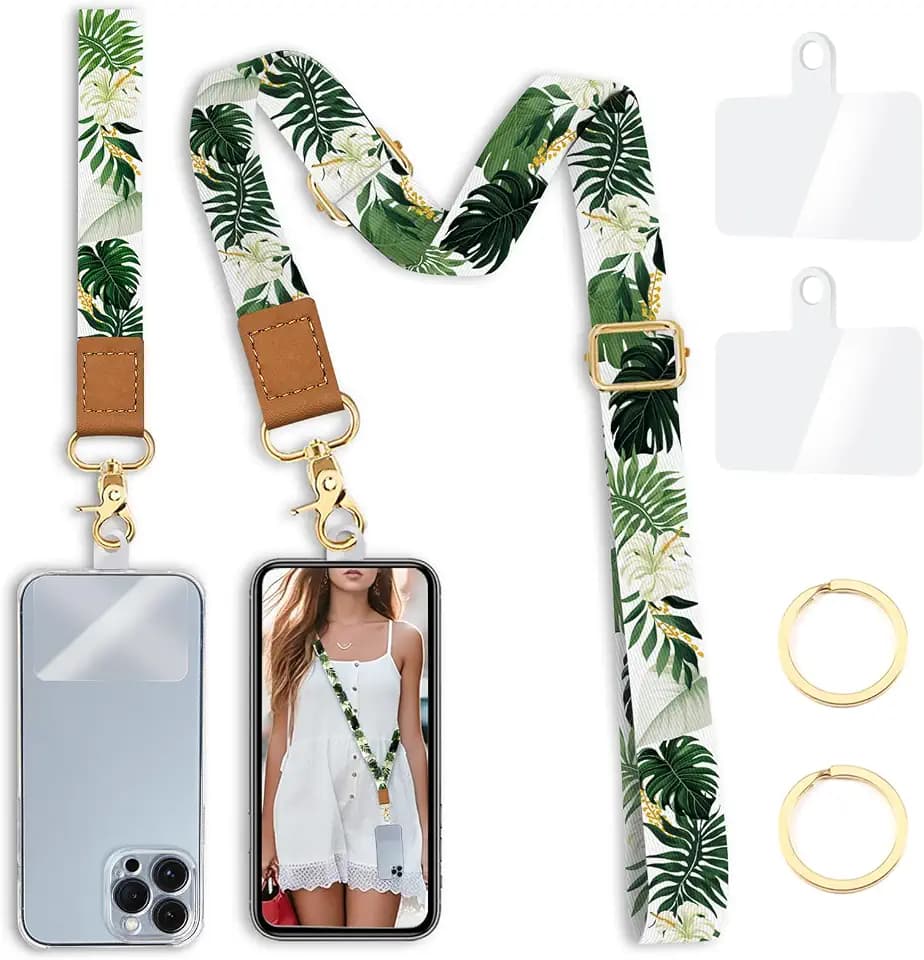 Yonlevres Phone Lanyard Crossbody Strap Wrist Neck Adjustable Women Leaf