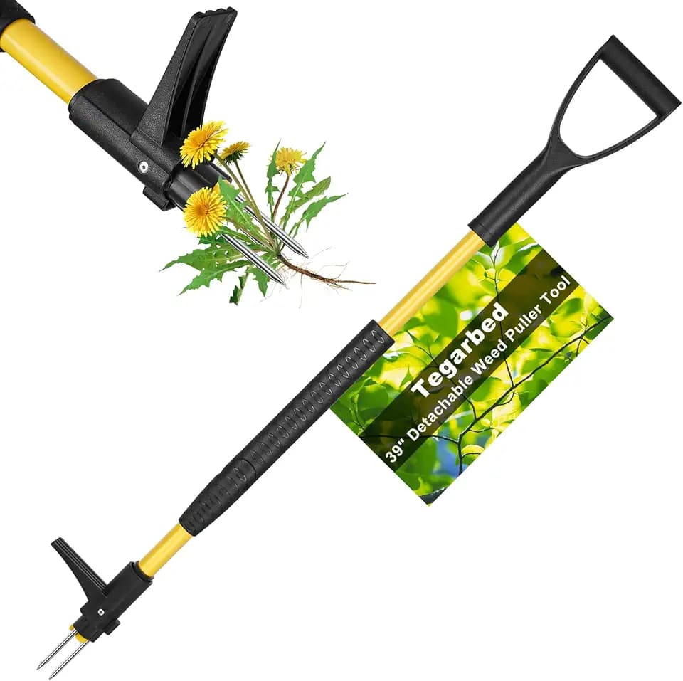 39" Stand Up Weed Puller, Heavy Duty Detachable 3-Claw Weeder Tool