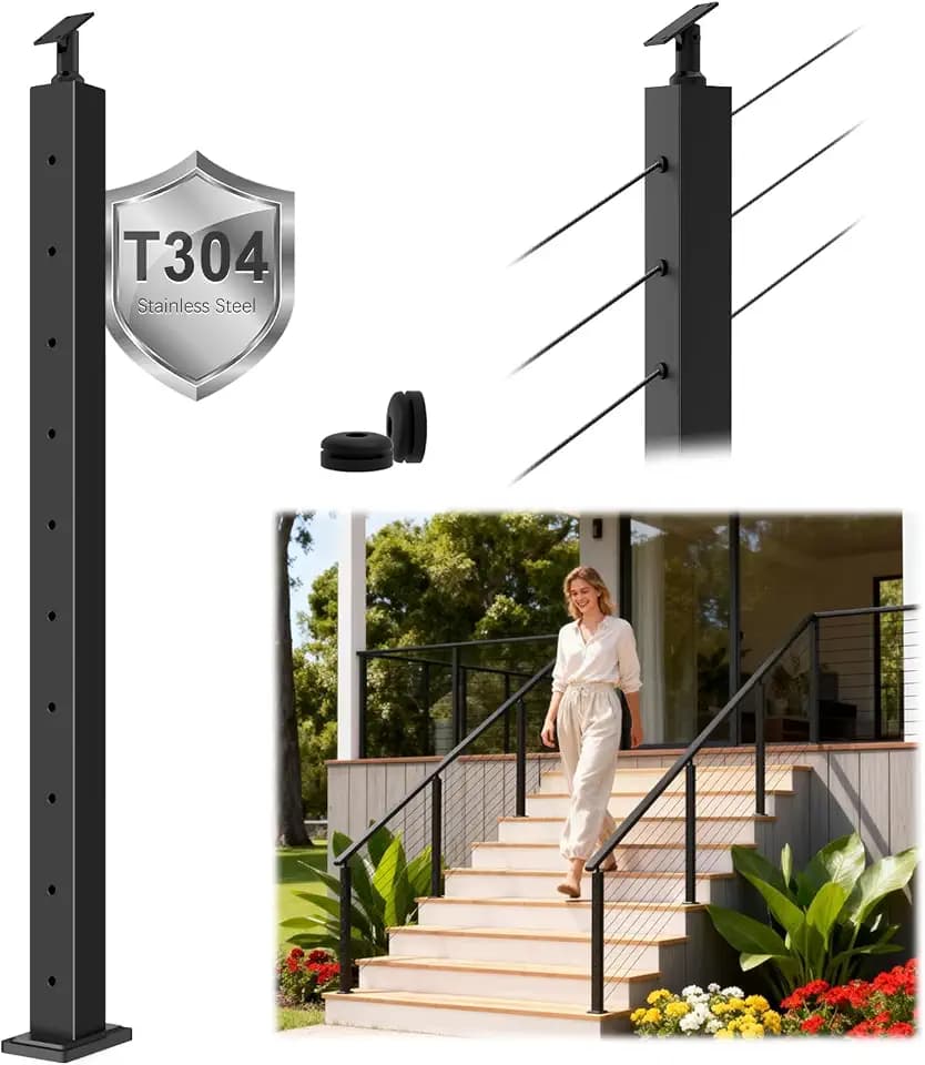 1 Pack 36" Modular Swageless Stair Cable Railing Post, Heavy Duty