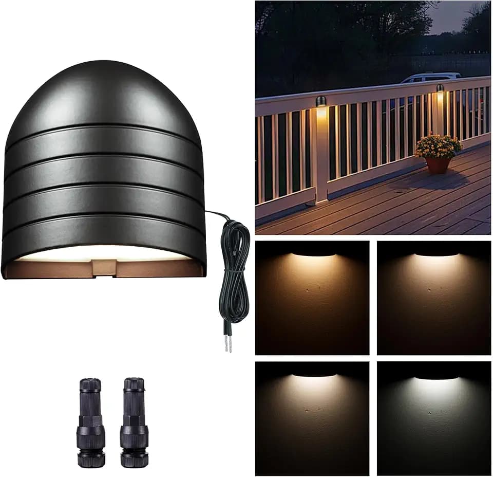 Low Voltage Deck Light - 12V LED Step Light Outdoor, 2700K/3000K/3500K/4000K/5000K Adjustable, IP65 Waterproof Hardwired Aluminum Black Lighting for Yard Fence Handrail Wall