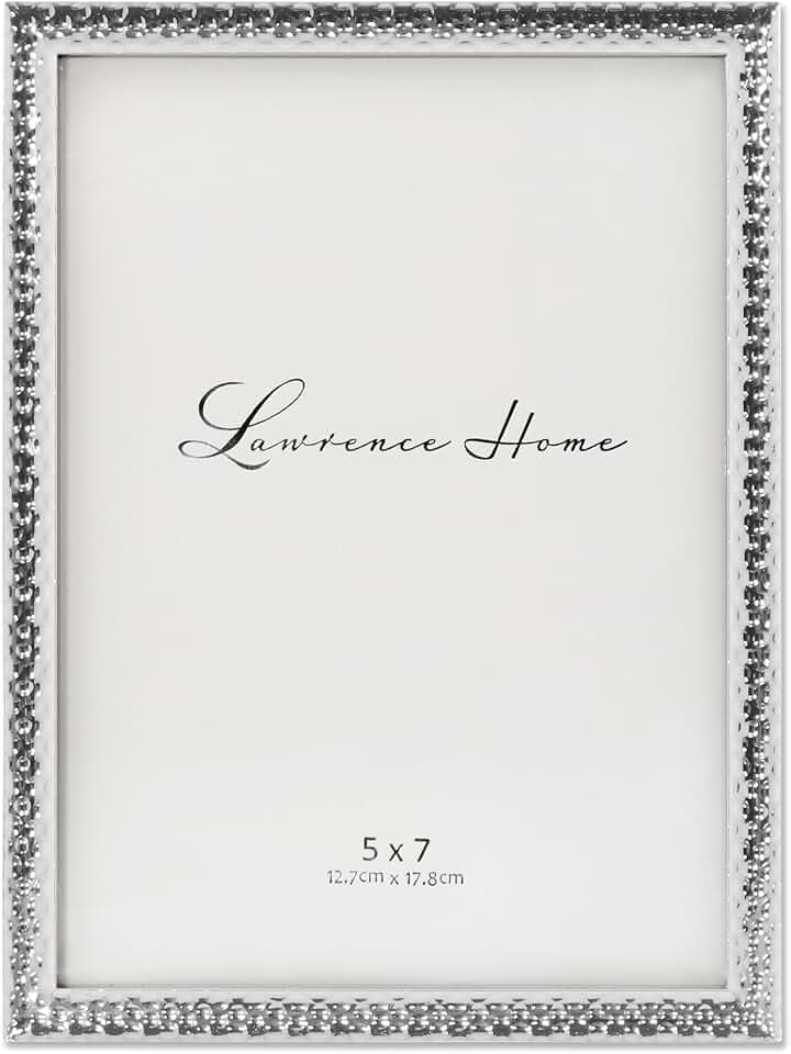 Lawrence Frames Metal Picture Frame with Hammer Effect, 5x7, Silver