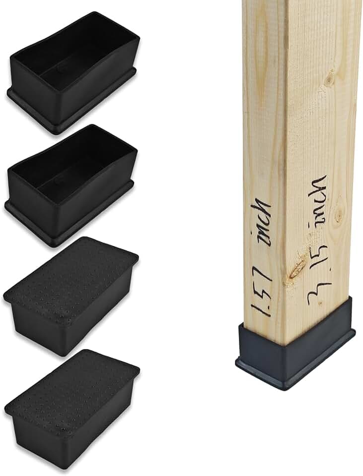 2x4 Wood Post End Cap - 4Pcs Fit 1.57”x 3.15”Post caps (1-1/2" x 3-1/7") PVC Floor Protector,Waterproof and Anti-Friction,Suitable for Table Legs, Chair Legs, armrests and Other Wood