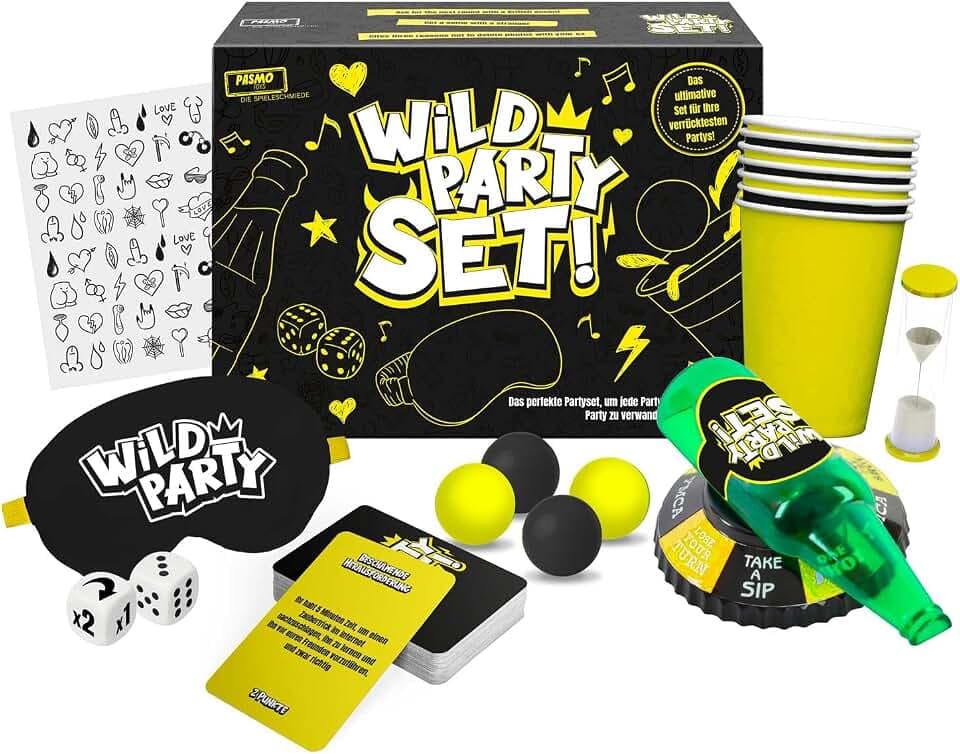 CRAZE Pasmo Wild Party Set Trinkspiel - Kartenspiele & Gesellschaftsspiele für Erwachsene - Partyspiele für Junggesellenabschied, Festival, Mädelsabend & mehr