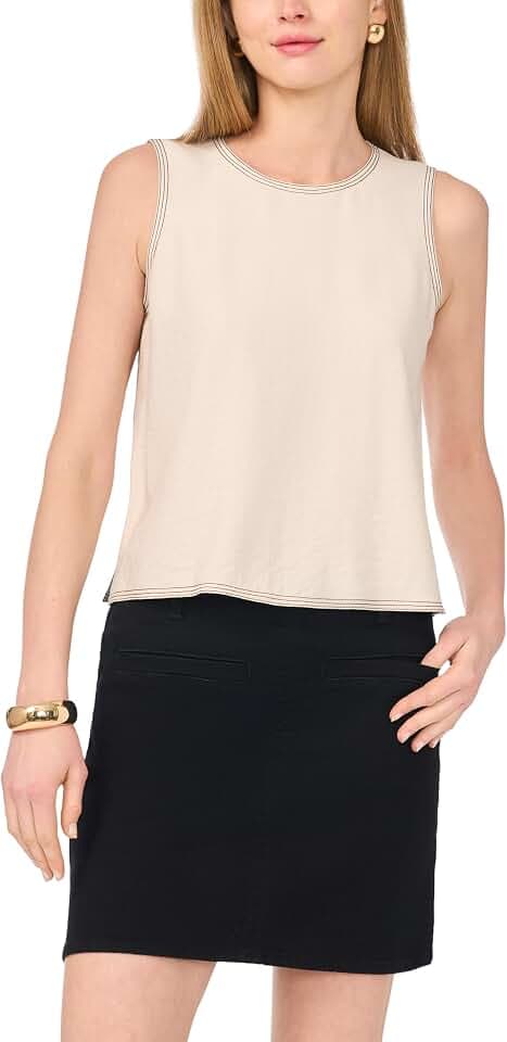 Vince Camuto Women's Top Stitch Sleeveless Top
