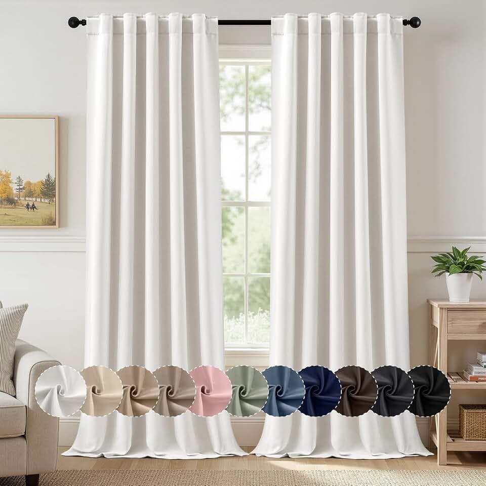 MIULEE Ivory Pinch Pleat Blackout Curtains 40x96 Inch Length 2 Panels Set
