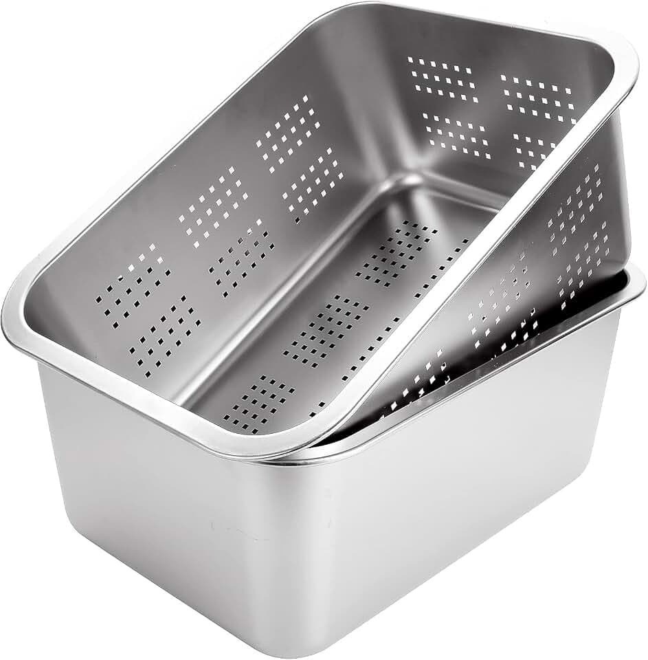 A Selected Spülschüssel und Siebschüssel, großes rechteckiges 10-Liter-Abtropfsieb, Rührschüssel-Set, Waschbecken, Geschirrwanne, 36 x 27 x 15 cm, 2 Stück, 1 Packung