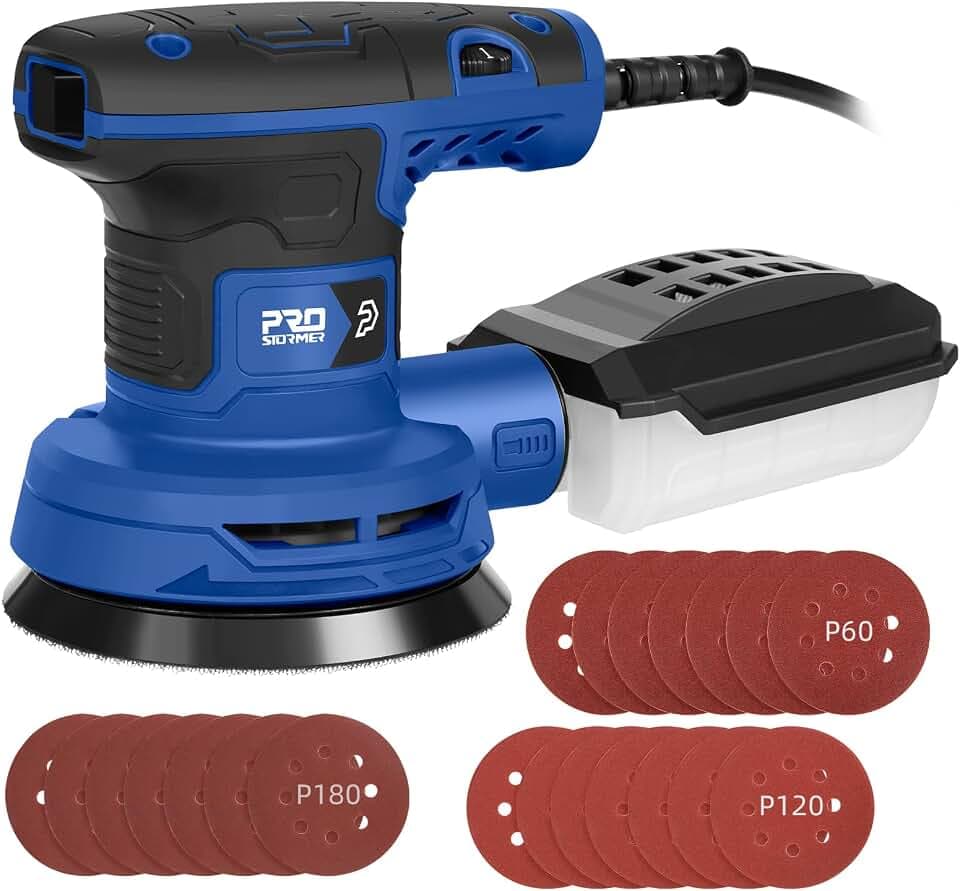 5-Inch Random Orbital Sander, Prostormer 2.6AMP Cord Palm Sander