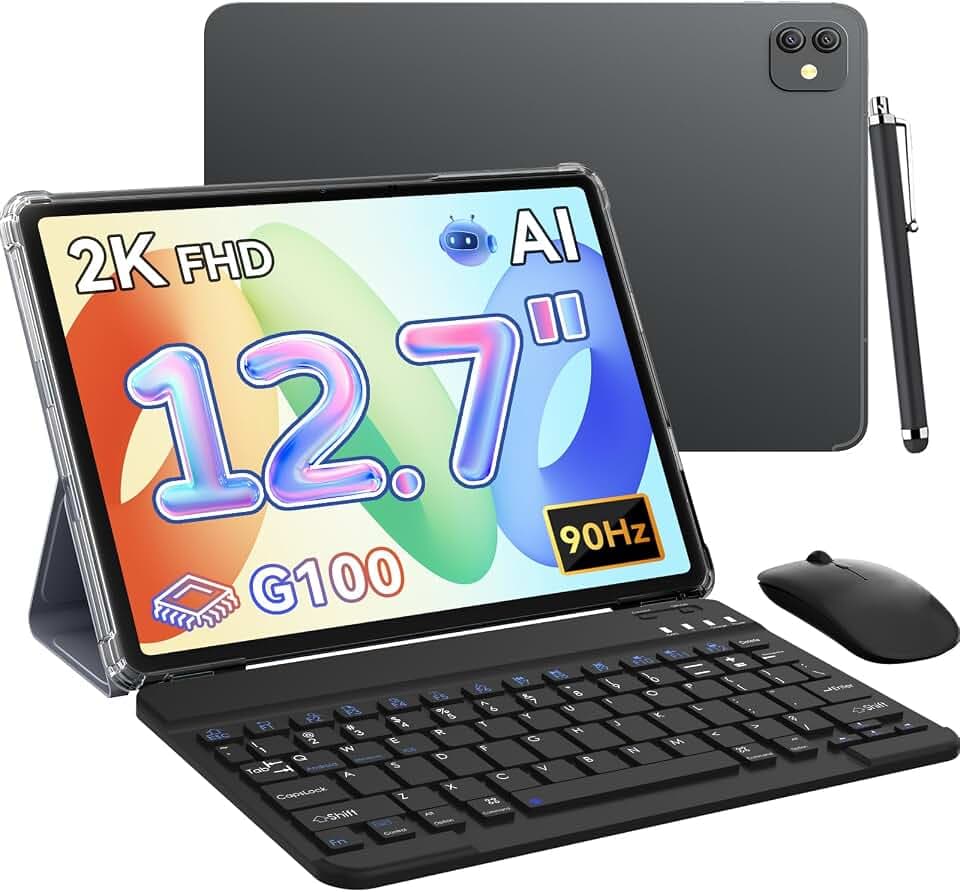 Blackview Link8 Tablet 13 Zoll mit Tastatur,36GB RAM+256GB ROM Gaming Tablets,Gemini AI Octa Core G100 Android 15 Tablet,8400mAh 16MP+13MP 90Hz 2K FHD Display/Widevine L1/5G WiFi/Face ID/Maus/Stift