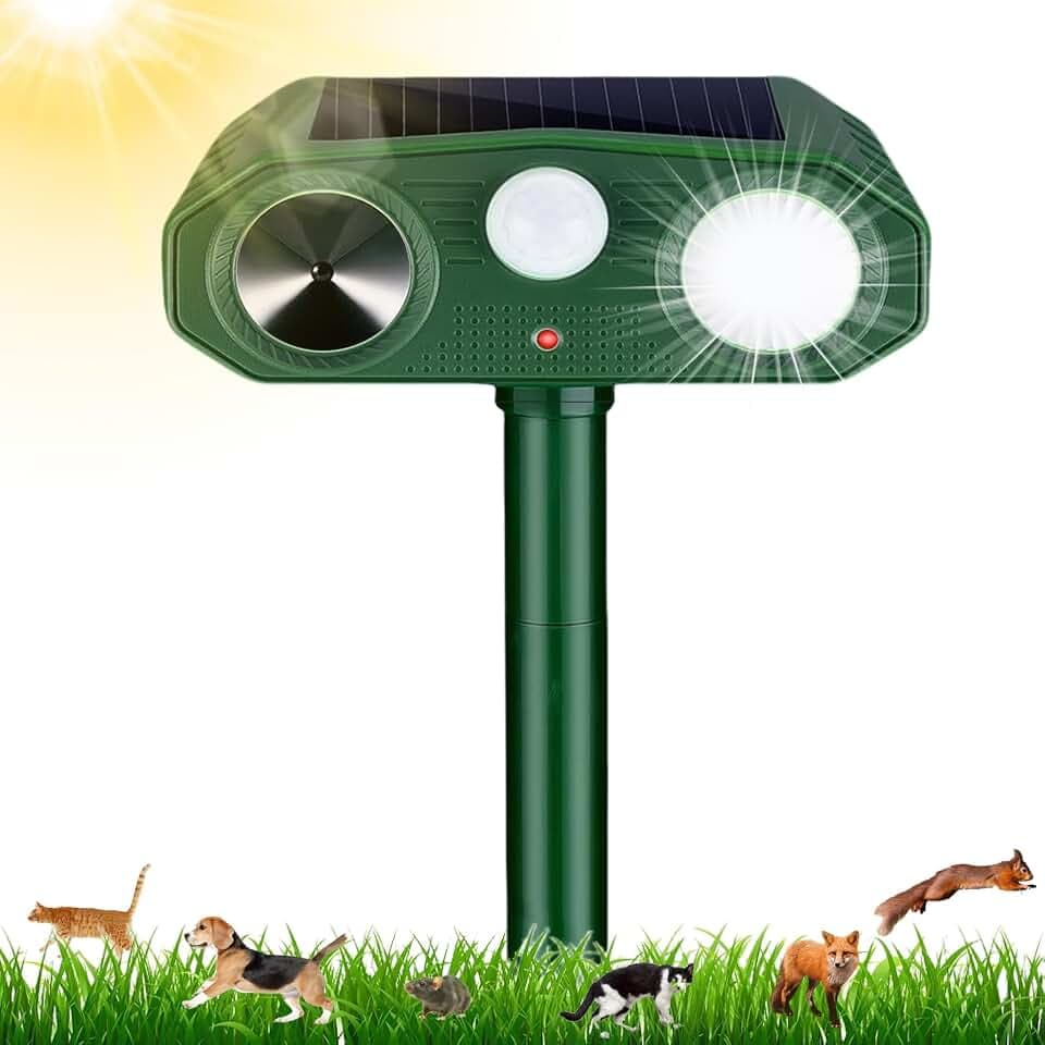 Katzenvertreiber für den Außenbereich, Ultraschall, 3 Modi, solarbetrieben, mit LED-Licht und Bewegungsmelder, wasserdicht IP54, Tierabwehr für Katzen, Hunde, Mäuse, Bären, Vögel