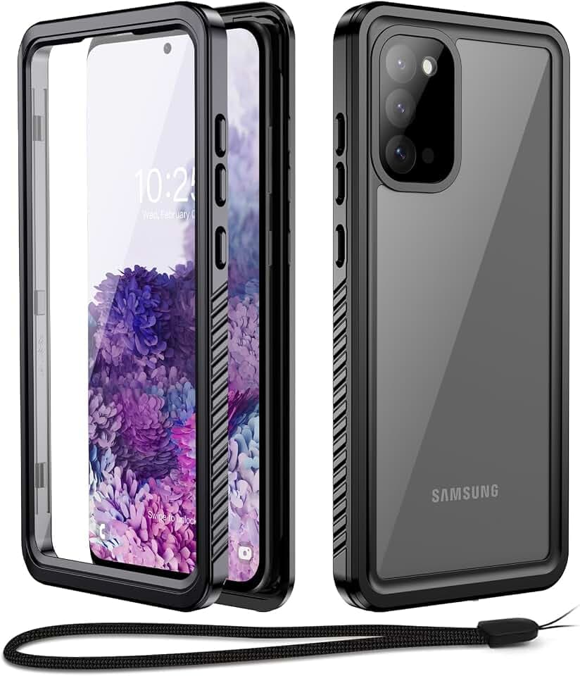 Beeasy für Samsung Galaxy S20 Plus Hülle (6,7”), IP68 Wasserdicht Outdoor Handyhülle 360 Grad Schutzhülle, Stoßfest Staubdicht Panzerhülle mit Eingebautem Displayschutz für S20+ Case, Schwarz