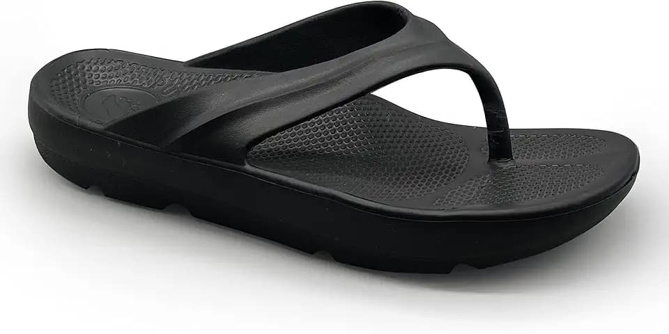 Pure Stride Therapeutic Flip Flops, Orthotic Thong Sandals for Plantar Fasciitis, Metatarsal and Heel Spurs, Feet Pain Relief and Arch Support - Black, Men’s Size 9/Women’s Size 10
