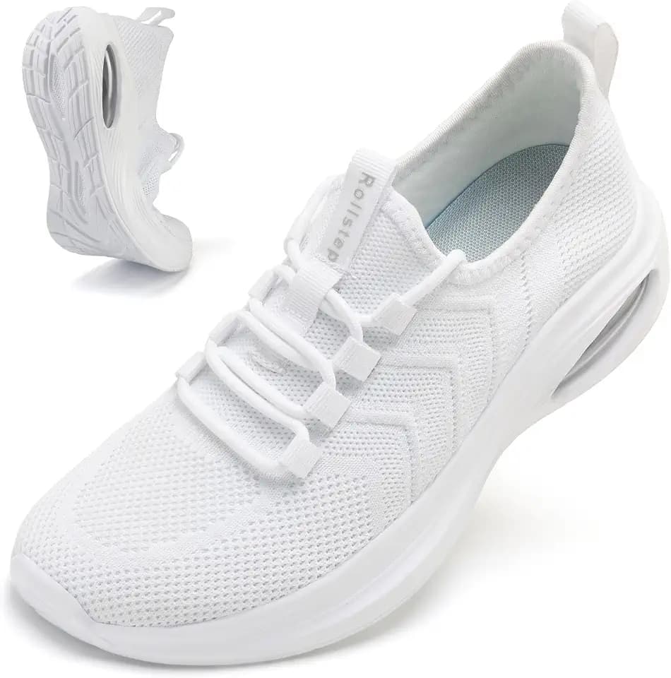 Wide Toe Box Shoes Women Extra Wide Width Sneakers Diabetic Air Cushion Road Running Shoes Ultra Light Wide Tennis Sneakers Gym Training Breathable Walking Shoes White 43
