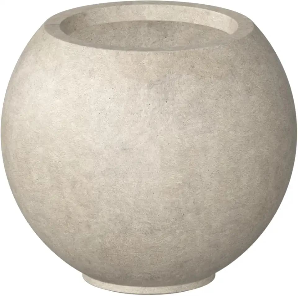 Kante Small Round Sphere Weathered Concrete Planter 11" Dia, Outdoor