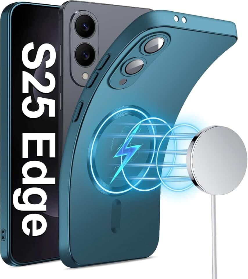 Magnetische Schutzhülle für Samsung S25 Edge 5G mit MagSafe, kabellos, Schutzhülle für Samsung Galaxy S25 Edge, weiches Silikon, ultradünn, leicht, stoßfest, Schutzhülle S25 Edge, matte Oberfläche