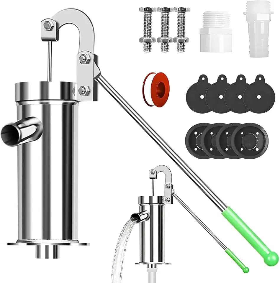 Schwengelpumpe Komplett Set, Gartenpumpe Edelstahl Manuell Handpumpe Wasser Handpumpe Wasserpumpe Gartenpumpe Und Energiesparend Haushalt Regenfasspumpe für Gartenhof