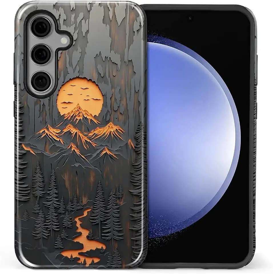 Case for Samsung Galaxy S24 FE, 2 in 1 PC Hard Shell & Silicone Inner Bumper, AntiScratch Fullbody Cover Shockproof Slim Design Outdoor Mountain Lover