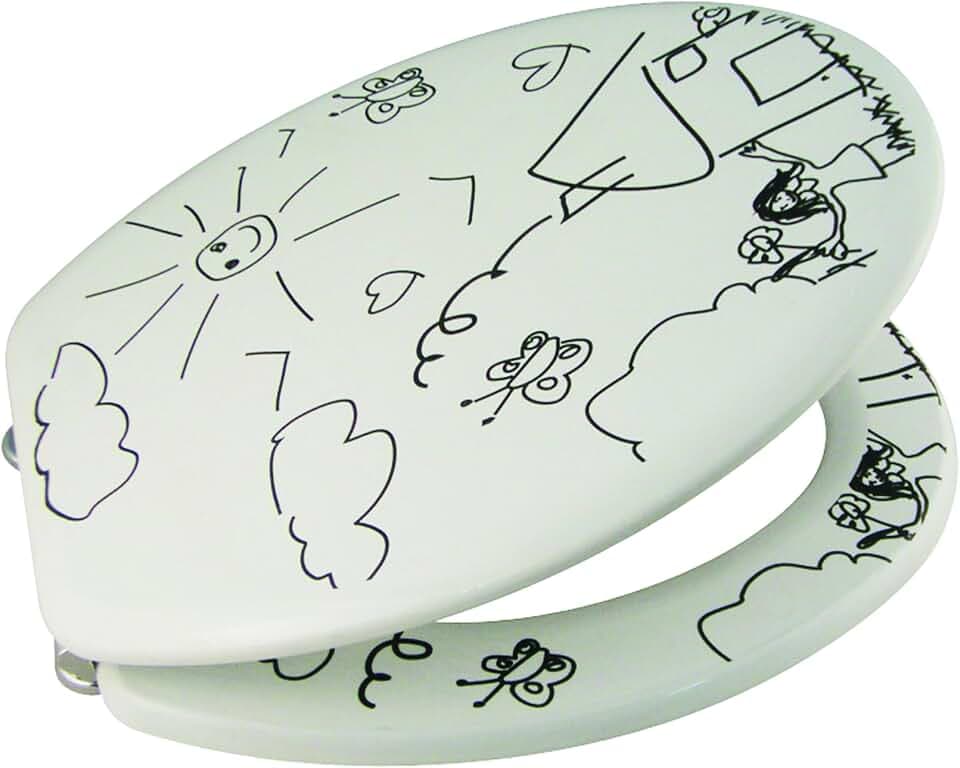 MSV 140765" WC-Sitz MDF Kindergarten, Edelstahl, 3-seitig weiß Bedruckt