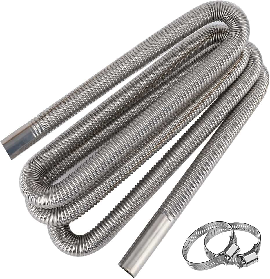 Abgasschlauch für Stromerzeuger, Cakapapo 300CM Auto Edelstahl Abgasrohr, mit Zwei Edelstahlklammern für Diesel Heizung