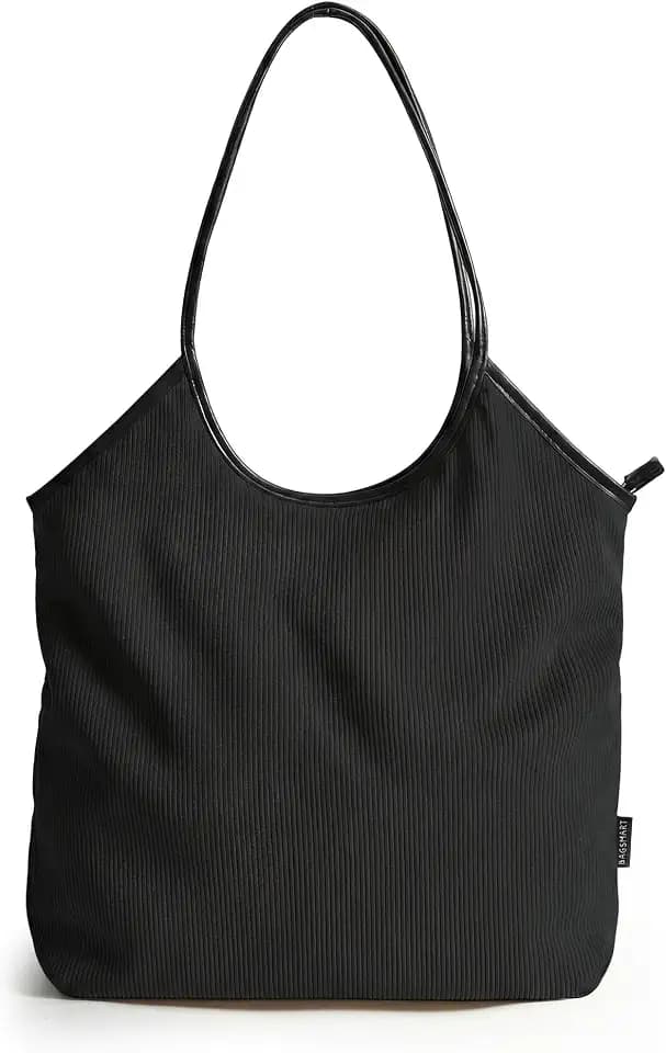 BAGSMRT Corduroy Tote Bag for Women with Zipper Casual Shoulder Bag