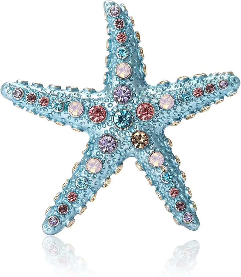 Rhinestone Starfish Brooch for Women Shining Starfish Brooch Pin Crystal Star Brooch Pin Cute Ocean Themed Brooch Elegant Clothing Hat Bag Accessories