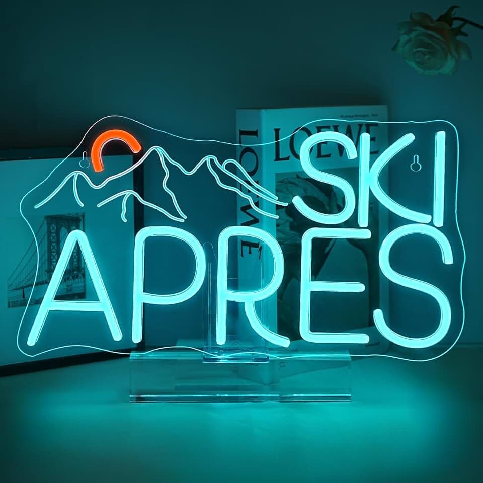 ineonlife Ski Apres Neon Schild,Skifahren Danach Led Schild Leuchtreklame für Wand, Neon Sign Geeignet für Skigeschäfte, Ski Themenresorts, Ski Events, Partys, Schlafzimmer, Wohnkultur, Geschenke