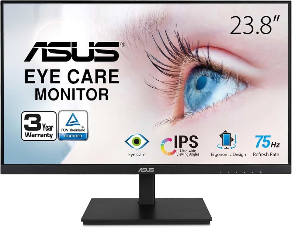 ASUS VA24DQSB 24" 1080P FHD IPS Computer Monitor, USB Docking, DisplayPort