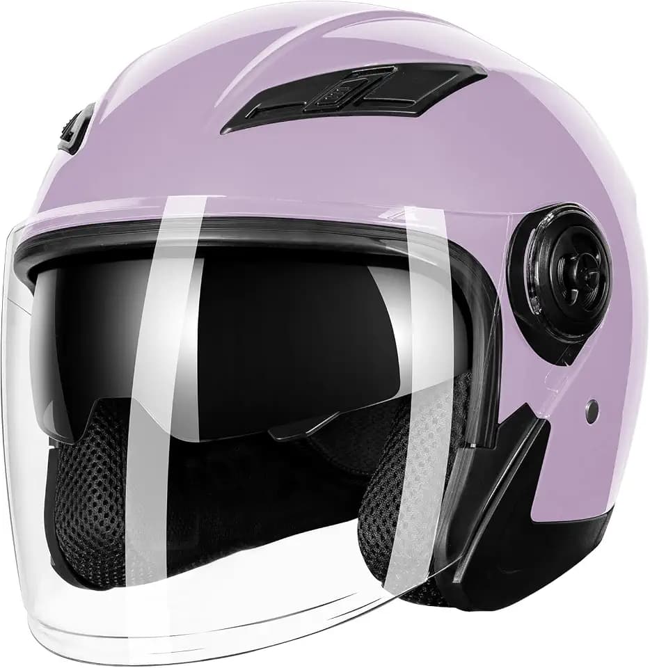 Adult 3/4 Open Face Motorcycle Helmet, Double Visor, DOT Approved