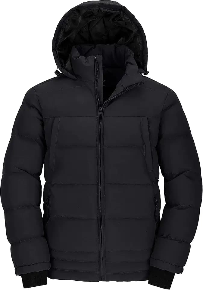 Wantdo Winterjacke Herren Warme Winddicht Gesteppt Mantel mit Kapuze