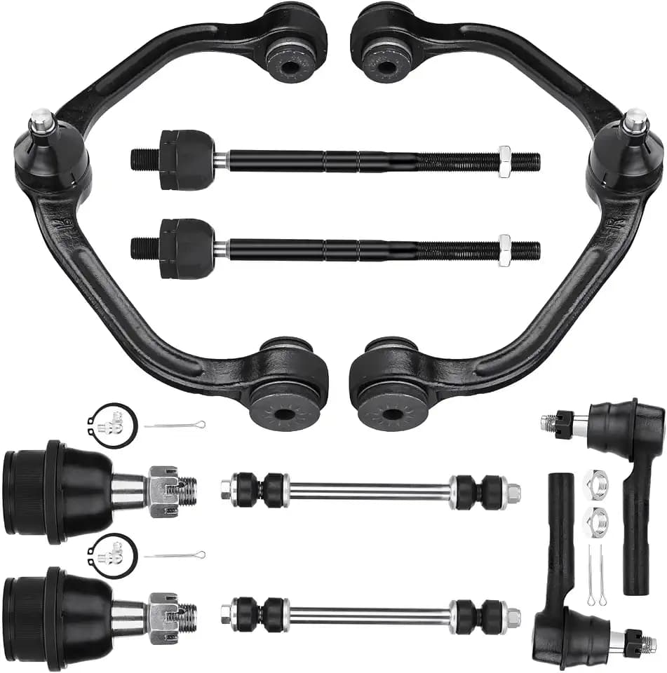 10PCS Front Upper Control Arm w/Ball Joint for Ford Ranger RWD 98-11, Mazda B2300 01-09, B2500 B3000 B4000, (1-Piece design w/Front Coil Susp. Only), Tie Rod End Suspension Kit K80054 K80052
