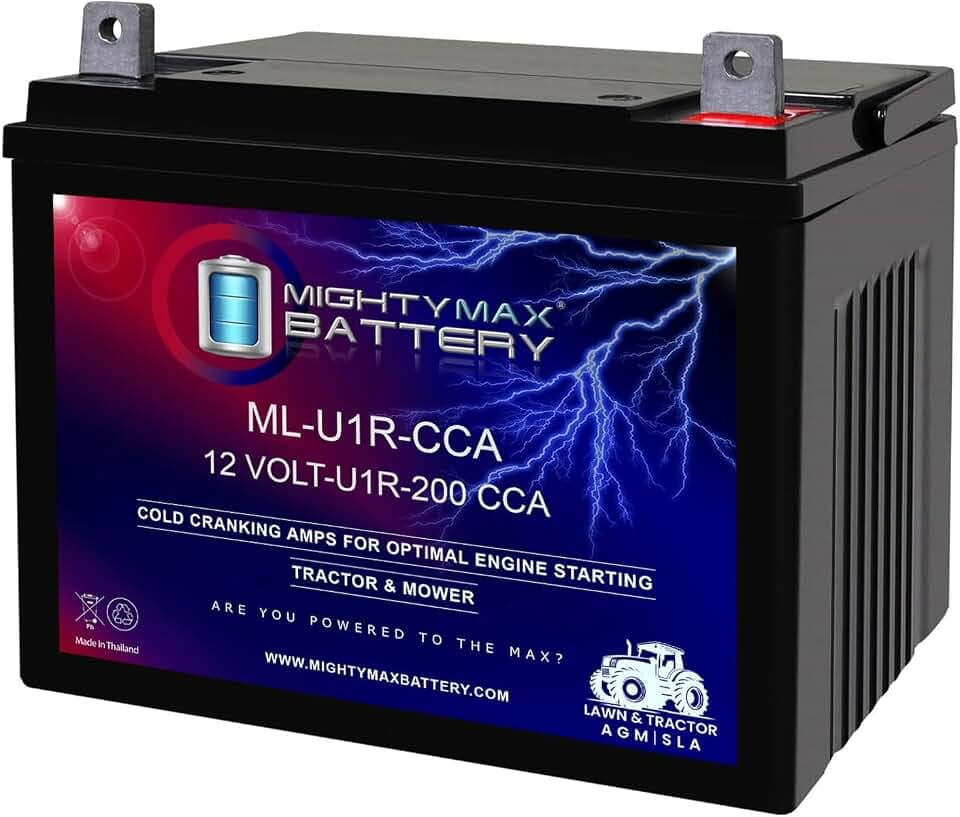 Mighty Max Battery ML-U1R-CCA -12 Volt, 200 CCA, Nut and Bolt (NB) Terminal, Rechargeable SLA AGM Battery