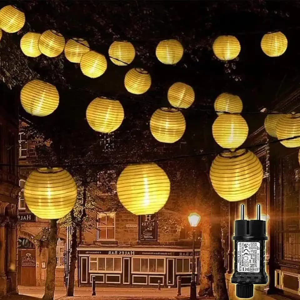 Lampions Lichterkette Außen Strom, 10M 50LED Outdoor Wetterfest