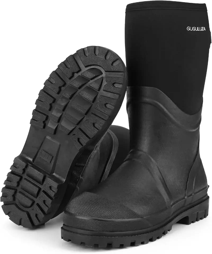 Men's Waterproof Hunting Boots, 6mm Neoprene Insulated Rubber Rain Boots