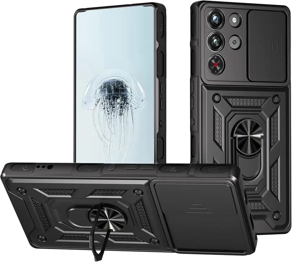 Compatible with ZTE Nubia Red Magic 10 Pro Case Cover,with Slide Camera Lens Cover Compatible with ZTE Nubia Red Magic 10S Pro+ NX789J Case Black