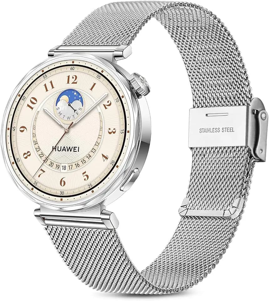 Issinlky Metallband kompatibel mit Huawei Watch GT6 41mm/GT5 Pro 42mm/GT5 41mm/GT4 41mm/Huawei Watch 5 42mm, 18mm Edelstahlband für Garmin Venu 2S/Venu 3S/Vivomove 3S/Vivoactive 4S