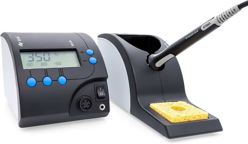 ERSA RDS80 Digital Lötstation 80W Leistung mit einstellbarer Temperatur 150 – 450 °C inkl. Lötspitze 2,2mm meißelförmig ERSADUR und Standby/Schlaffunktion