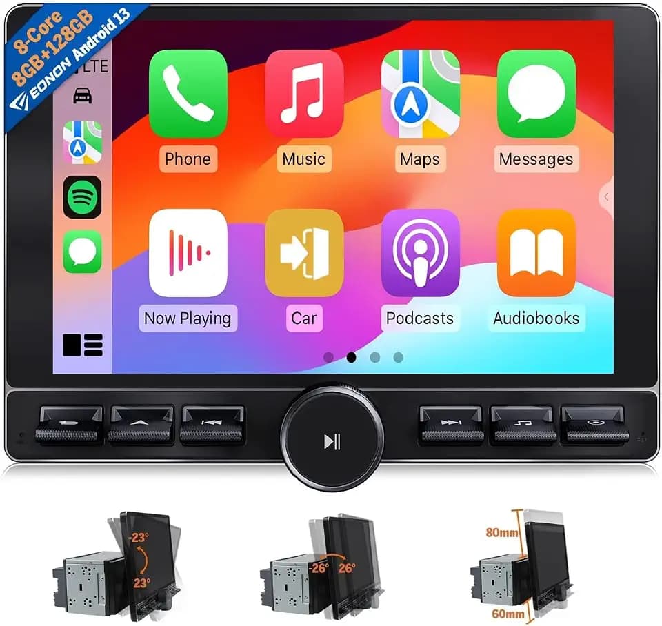 Eonon 10,1 Zoll Android 13 Autoradio Doppel-Din 8+128GB 4G LTE GPS Sat NAV CarPlay Android Auto geteilter Bildschirm Bildschirmspiegelung Bluetooth WiFi DSP EQ USB mit Rückfahrkamera UX6K-PRO-MAX