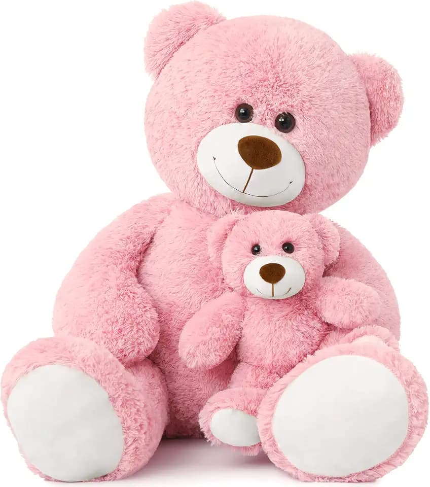 Muiteiur 40" Pink Giant Teddy Bear Stuffed Animal, Mommy and Baby Plush Set