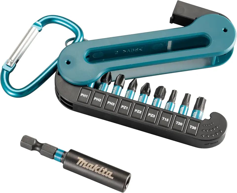 Makita E-12005 Impact Black Bit-Set 10-teilig mit Karabiner, PH, PZ, T Bits 25 mm