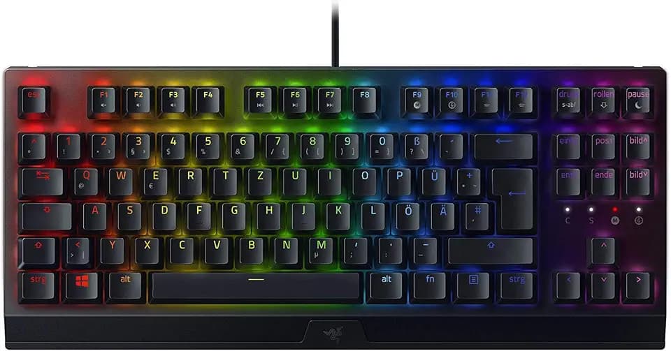Razer BlackWidow V3 Tenkeyless (Green Switch) - Mechanische Gaming-Tastatur ohne Ziffernblock (Klickende Mechanische Switches, Kompakt, Voll Programmierbare Tasten) QWERTZ DE-Layout | Schwarz
