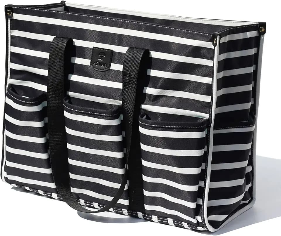 ESVAN Utility Tote Bag with Zip Top Waterproof Teacher Tote Bag for Teacher Work Women Beach