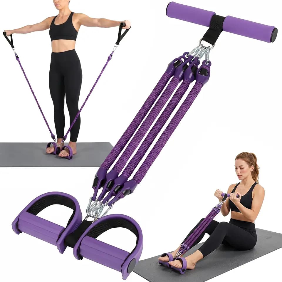 Pedal Resistance Band with Handles, Adjustable Resistance Bands Set (25-100 lbs) with Door Anchor & D-Handles, Fabric Covered Exercise Bands for Ab Workout, Legs, and Arm Training