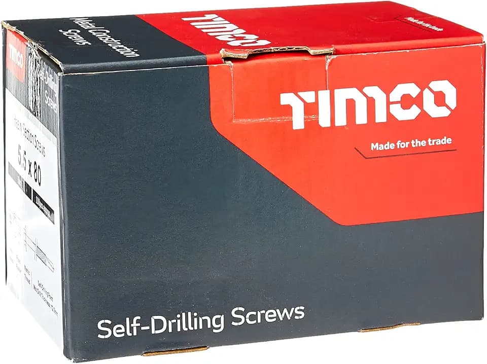 TIMCO Metallbauschrauben mit schwerem Profil, 5,5 x 80 mm, Sechskant, selbstbohrend, Zink