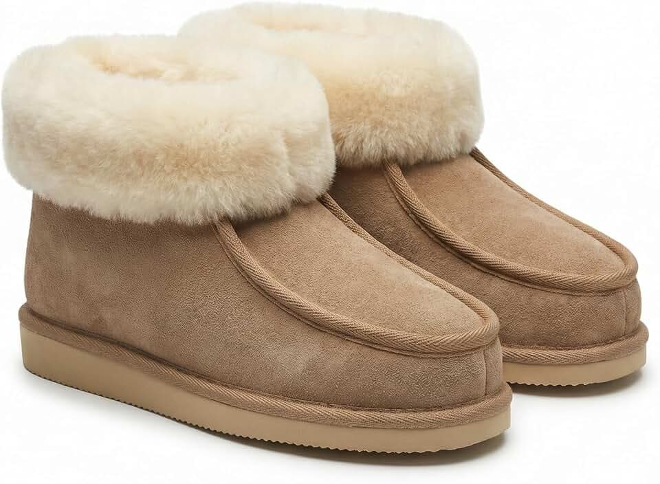 Rohn Lammfell Hausschuhe für Herren und Damen mit Rutschfester Sohle Aus Echtem gewachsenem Lammfell in Top Qualität (Größe 48, Beige)