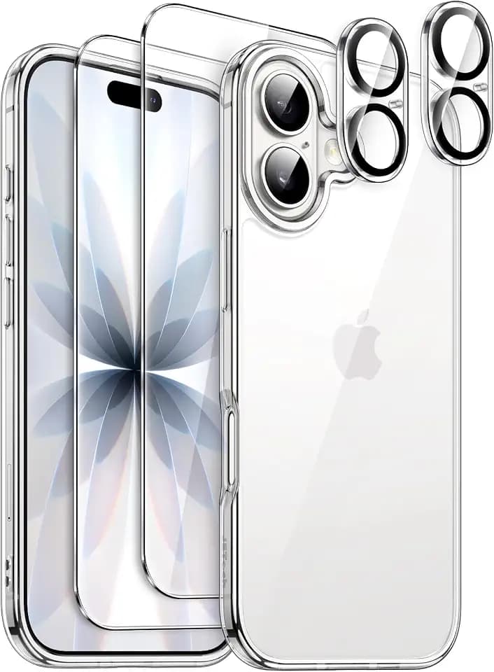 JETech 5 in 1 Case for iPhone 17, Anti-Yellowing, Clear