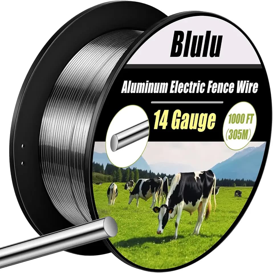 Blulu 14 Gauge Aluminum Electric Fence Wire High Conductivity, 1000 ft