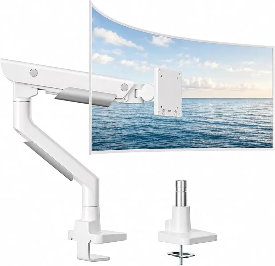 monTEK Heavy-Duty Monitor Arm for 17-57" Ultrawide, 59.4 lbs, White