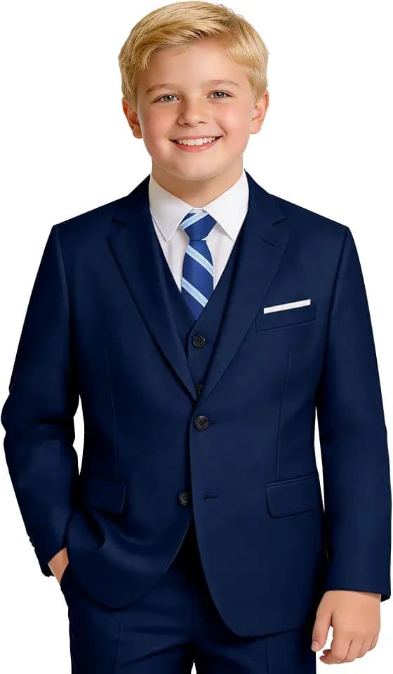 Boys Suit 7-Piece 4 Fits Extra Husky/Husky/Slim/Regular Adjustable Waist + Suspenders