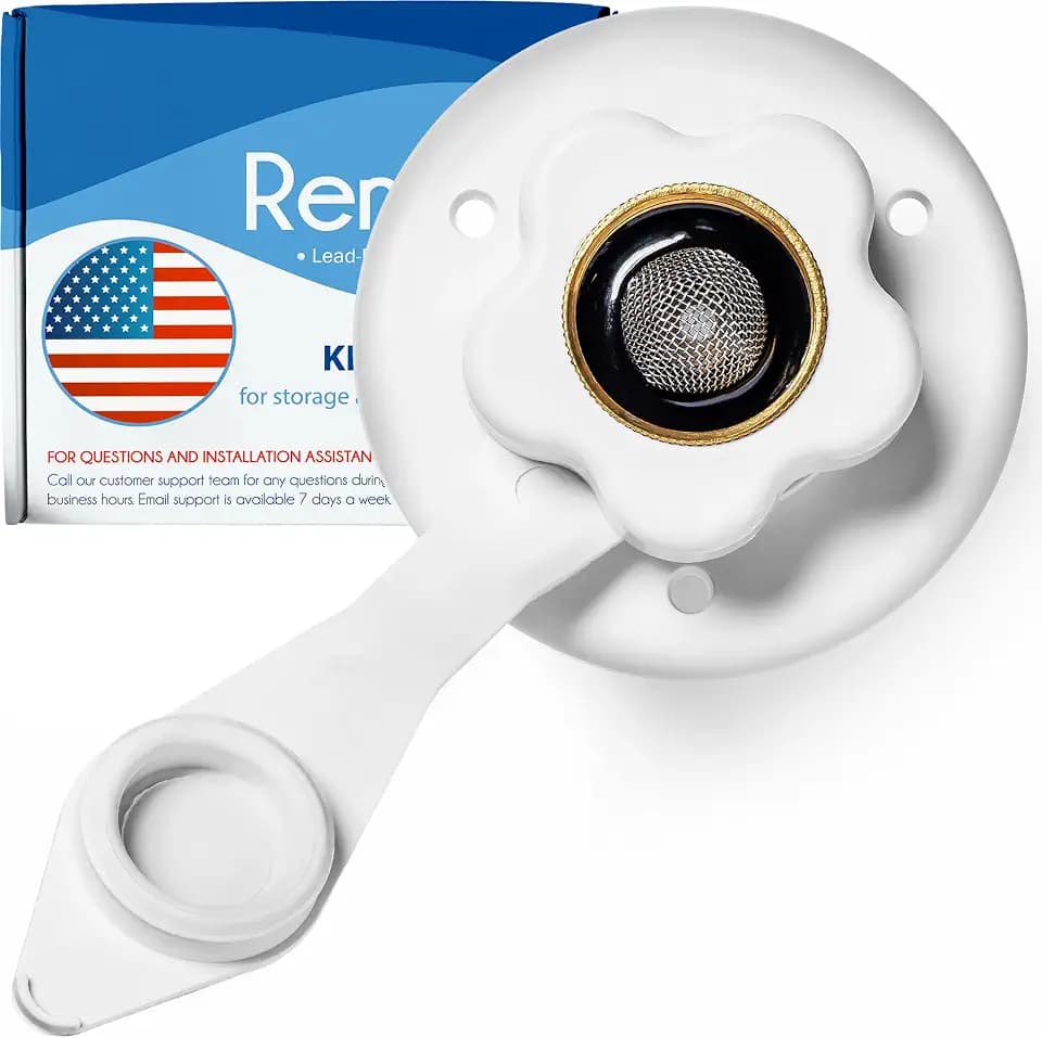 Renator RV Water Inlet Connection. RV City Water Inlet With Check Valve. Inlet Hose Connector. Hose Flange Hookup For RV Camper (white).